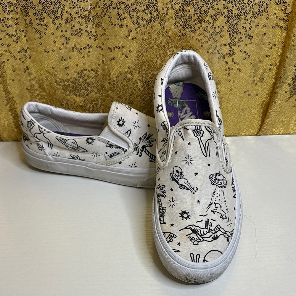 Vans Classic White Slip-On Unidentified U -paint Sneakers unisex